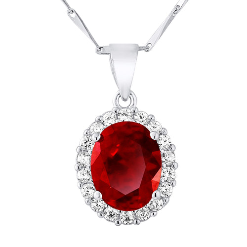 Collier PIERRE CRISTAL Rouge "OVALE"