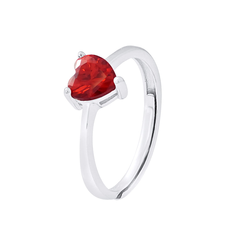 Bague  "COEUR" de Cristal Rouge  Ajustable