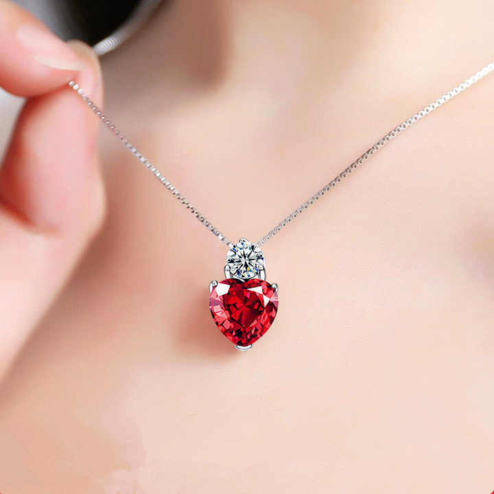 Collier COEUR de Cristal Rouge ❤️